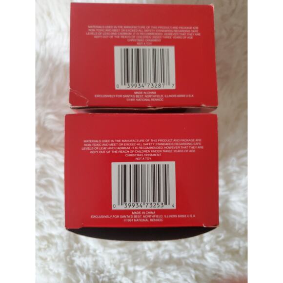 Lot Of 2 🎄 1991 Santakins Christmas Ornaments Santa Claus & Baldy New 🎅 - Picture 7 of 8